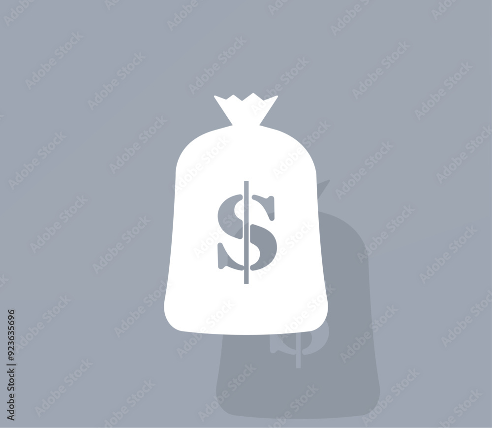 Aufkleber vector icon of white color with shadow on gray background
