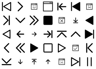 Set Of Linear Navegation Vector Symbols Apps, Websites Ui Designs Suitable For Back,Prior,Browser,Browser-Notification,Chevron Vector Icon Set Linear Pictogram Pack