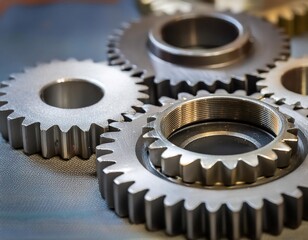 Mechanical gears interlocking, representing machinery, engineering, and mechanical systems.