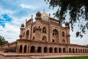 Safder jung (jang) Tomb in Delhi, India. The tomb is a sandstone and marble mausoleum and it was built in 1754 in the late Mughal Empire style for Nawab Safdarjung.