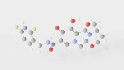 dolutegravir molecule 3d, molecular structure, ball and stick model, structural chemical formula antiretroviral medication