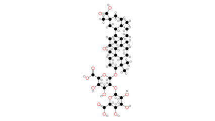 glycyrrhizic acid molecule, structural chemical formula, ball-and-stick model, isolated image glycyrrhizin