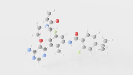 remibrutinib molecule 3d, molecular structure, ball and stick model, structural chemical formula small molecule drug