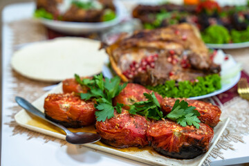 Fried restaurant food, service industry concept