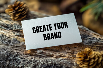 Create your brand message written on business card. Conceptual create your brand symbol. Copy space.