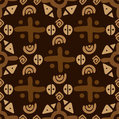 Colorful African art decoration tribal geometric shapes seamless background