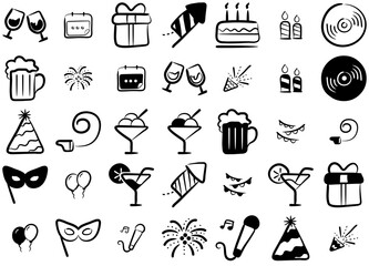 Mega Set Of Vector Happy New Year Vector Symbols Apps, Websites Ui Designs Suitable For Fireworks,Drink,Party,New-Year Business Infographic Elements Logo Vector Illustration