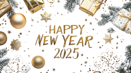 Happy new year 2025 transparent background