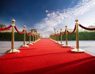 Red carpet and golden barriers