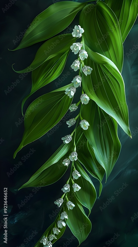 Canvas Prints Delicate Lily of the Valley Flowers and Green Leaves.