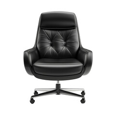 Fototapeta premium Black modern leather office chair isolated on transparent or white background