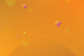 Technology Theme Geometric Circle, Cube Elements on Yellow Background. Landing Page Concept Design Vector Illustration for Website.