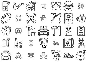 Mega Set Of Vector Fathers Day Isolated Silhouette Solid Icons With Dad,Mustache,Father,Fatherhood,Fathers-Day Pictograms And Infographics Design Elements Vector Illustration