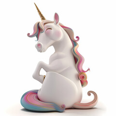 3D unicorn in white background vector image