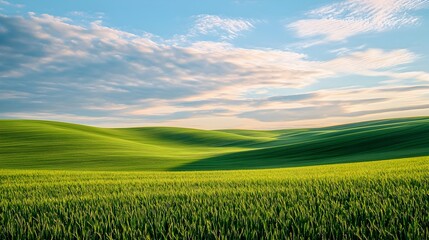 Obraz premium Tranquil Pastoral Landscape with Rolling Clouds in Peaceful Countryside
