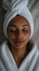 Spa Relaxation with Towel Wrap and Tranquil Ambiance