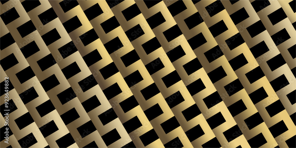 Poster The background design is in the form of repeating geometric planes with a combination of brown gold gradations isolated on black