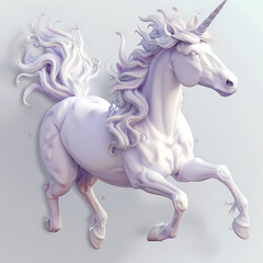 Naklejka premium 3D unicorn in white background vector image