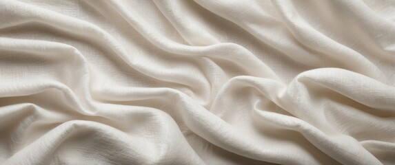 White Fabric Texture with Soft Drapes and Subtle Weave