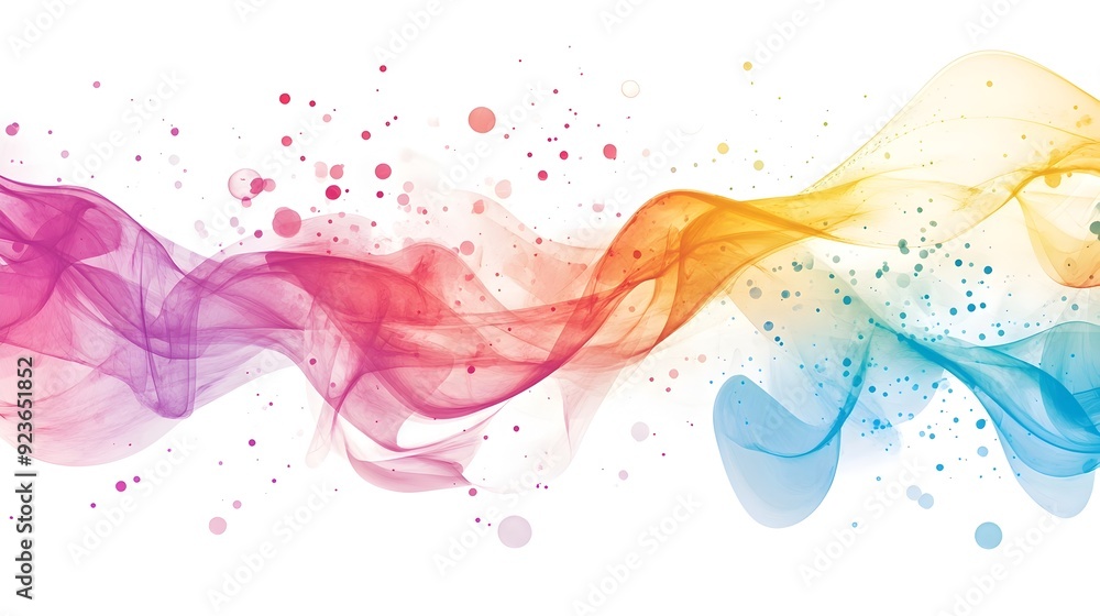 Poster dynamic and vibrant abstract fluid wave splash with iridescent color gradient effects
