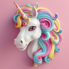 3D unicorn in white background vector image