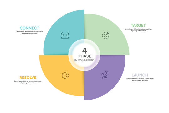 Pie Chart Glassmorphism Infographic Template With 4 Options, Steps, Parts, Segments. Vector Illustration For Business Financial Report.