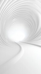 A white spiral tunnel with a white path leading through it