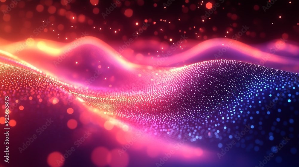 Poster colorful abstract waves of light create a mesmerizing display of patterns and textures in a dark bac