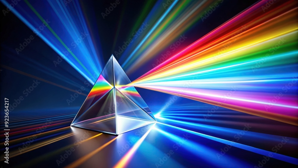 Aufkleber Light beams passing through a prism showing dispersion in advanced tones with a triadic color scheme