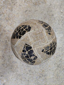 Vintage Football, Used Football, Isolated on White Background - Old Soccer Ball Design.