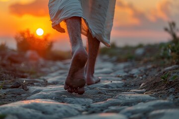 Barefoot Walking into the Sunset