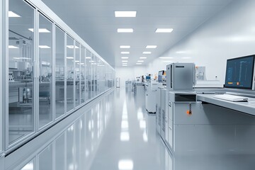 Automated assembly line powered by AI, each station optimized for maximum efficiency, Realistic, Bright and clean environment