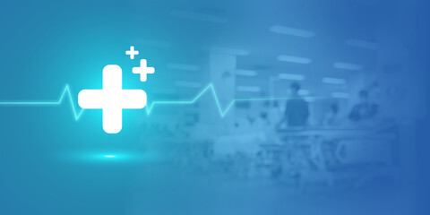 Obraz premium Abstract digital illustration futuristic health technology, Futuristic health technology concept, Digital technology in medicine, Data visualization and medical symbols.