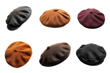 Collection of Six Different Colored Wool Berets