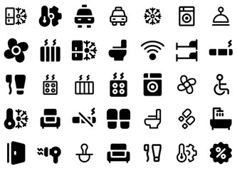 Set Of Booking And Hotel Vector Symbols Apps, Websites Ui Designs Suitable For Accommodation,Rent,Service,Hotel,Booking Vector Icon Set Linear Pictogram Pack