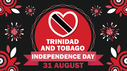 Trinidad and Tobago Independence Day vector banner design with geometric shapes and vibrant colors on a horizontal background.