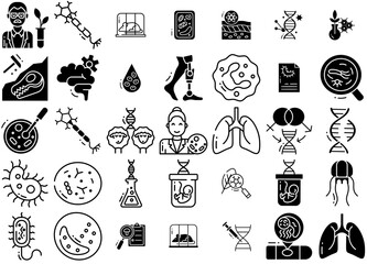 Mega Set Of Vector Biology Vector Symbols Apps, Websites Ui Designs Suitable For Research,Microbiology,Biology,Science,Medicine Vector Icon Set Linear Pictogram Pack