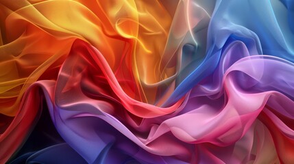 Obraz premium Vibrant 3D abstract of flowing layered fabrics