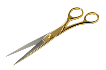 Golden Scissors with Sharp Blades cut out transparent isolated on white background PNG file