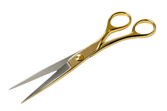 Golden Scissors with Sharp Blades cut out transparent isolated on white background PNG file