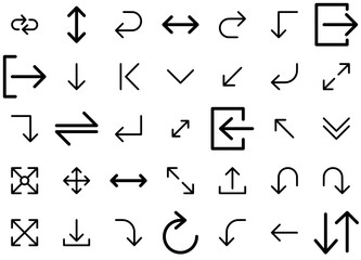 Set Of Linear Arrows Line Icons Web Header Banner Design Containing Direction,Right,Arrow,Previous,Left Set Vector Flat Line Icons