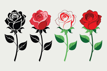 4 drawings Rose vector image N.eps