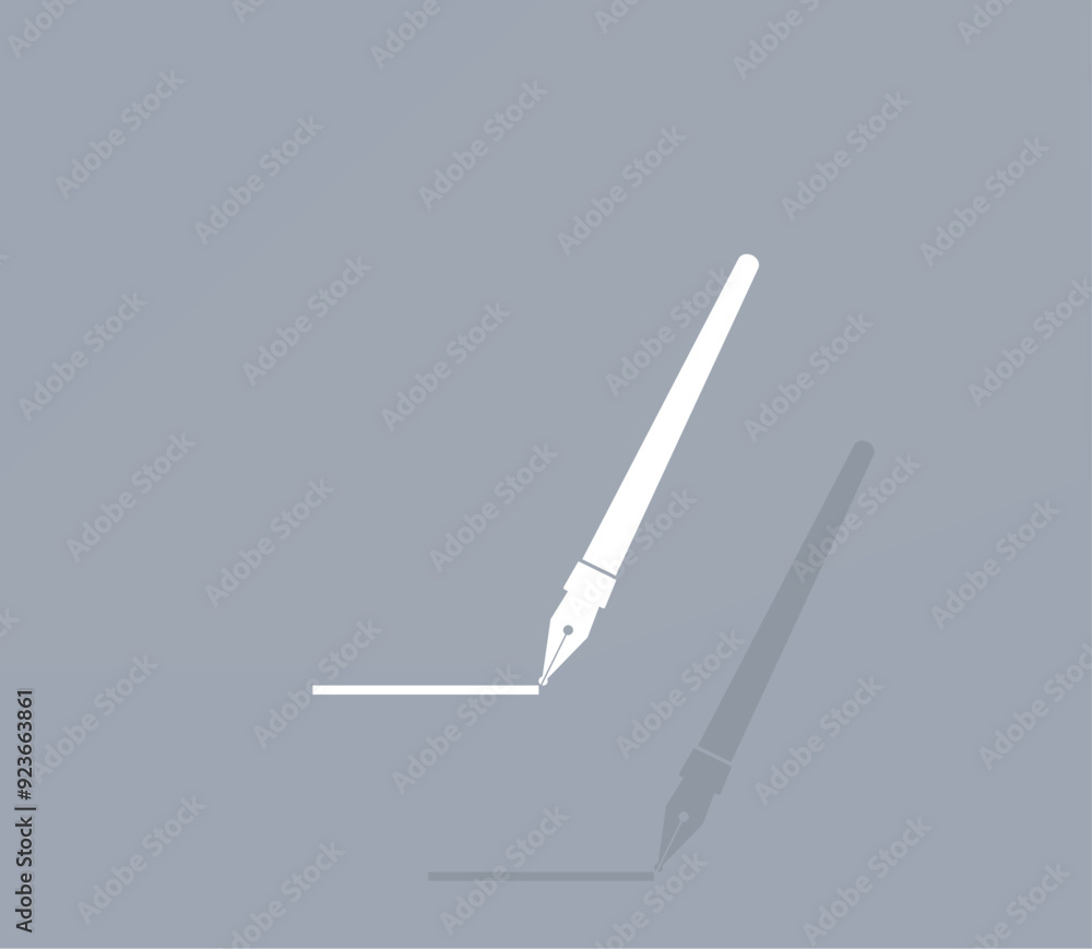Poster vector icon of white color with shadow on gray background