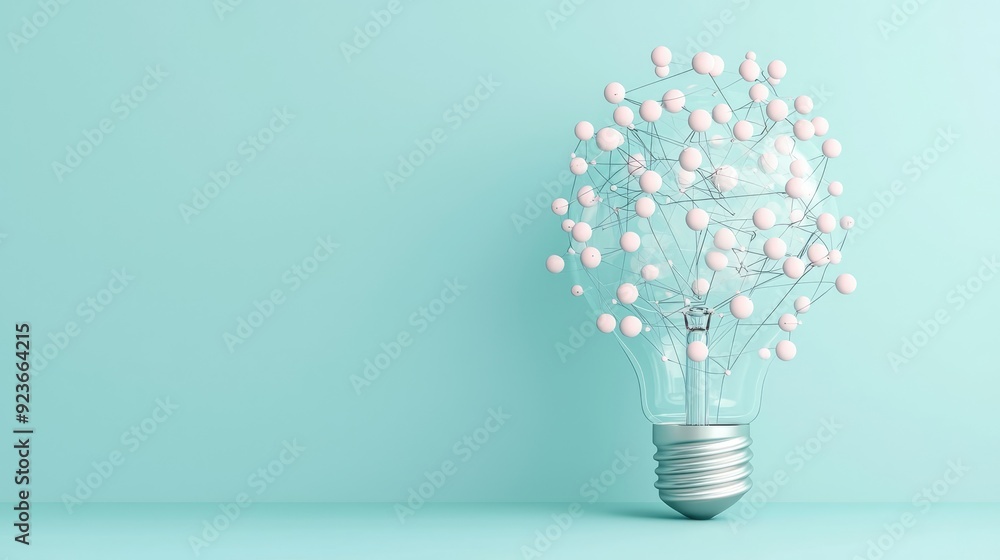 Poster illuminating insights: 3d light bulb connected dots for interconnected growth - flat design concept,