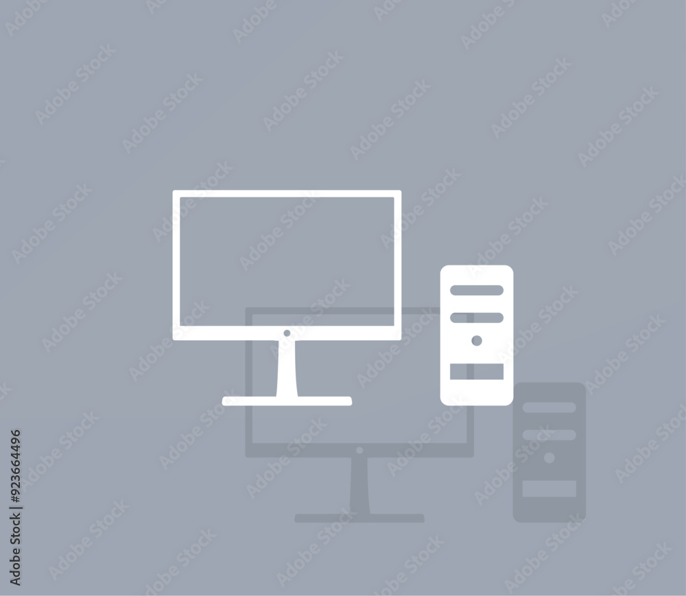 Poster vector icon of white color with shadow on gray background