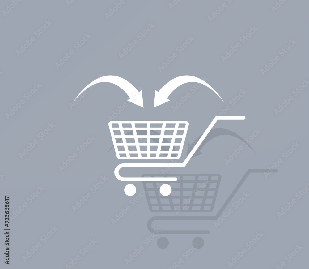 Poster vector icon of white color with shadow on gray background