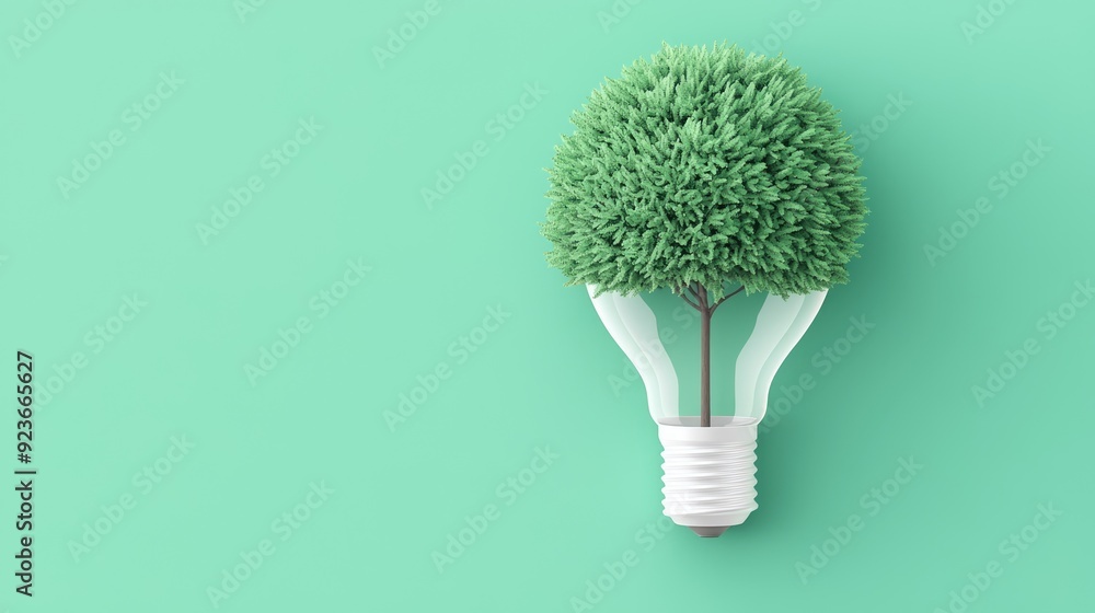 Poster illuminating creativity - 3d light bulb with extending tree branches, ideas growing and spreading, f