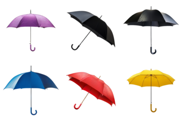 A Collection of Colorful Umbrellas on a White Background
