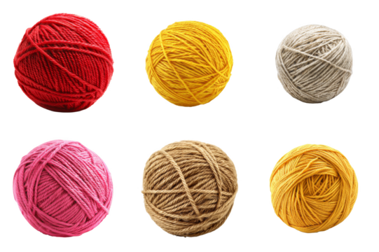 Six Balls of Yarn in Various Colors
