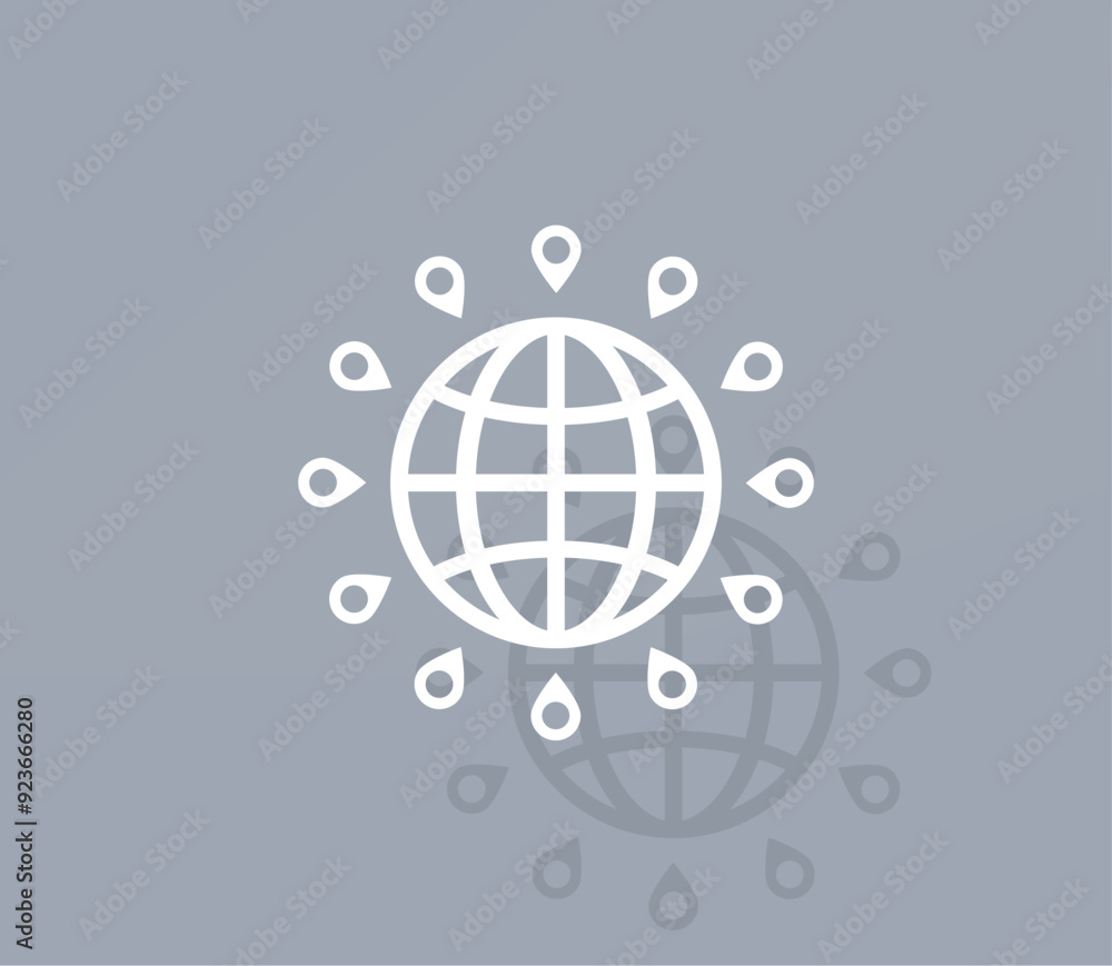Poster vector icon of white color with shadow on gray background